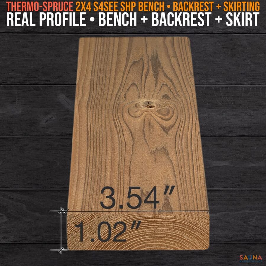 ProSaunas Thermo-Spruce 2X4 S4SEE SHP Bench, Backrest & Skirting sauna wood