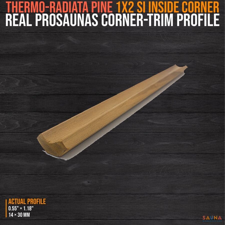 ProSaunas Thermo-Radiata Pine 1x2 SI Inside Corner Trim sauna wood