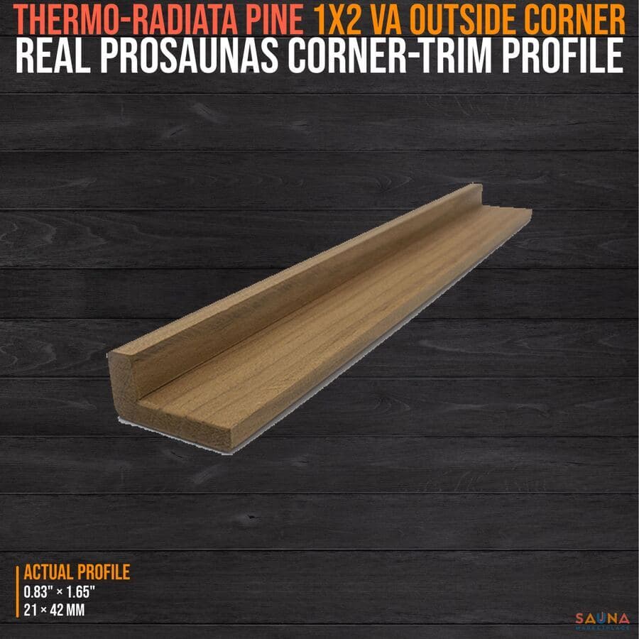 ProSaunas Thermo-Radiata Pine 1x2 VA Outside Corner Trim sauna wood