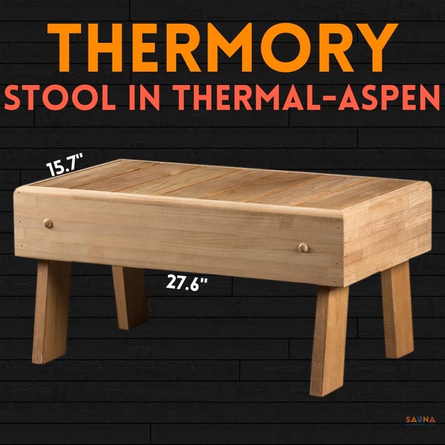Thermory Sauna Stool or Step in Thermo-Aspen sauna wood