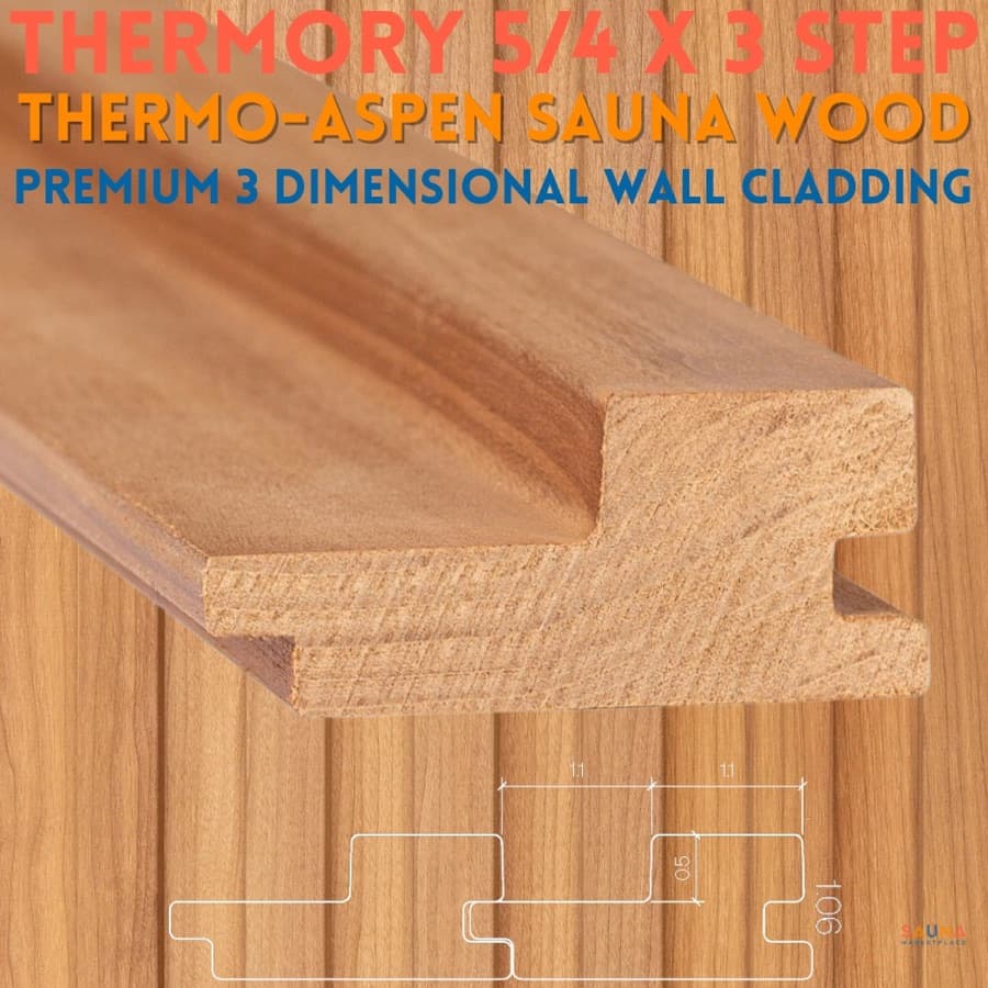 Thermory Thermo-Aspen 5/4×3 STEP Wall Cladding sauna wood