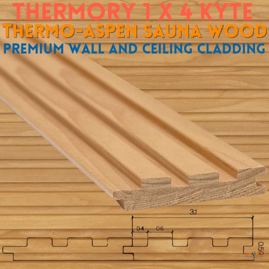 Thermory Thermo-Aspen 1x4 KYTE Wall Cladding sauna wood