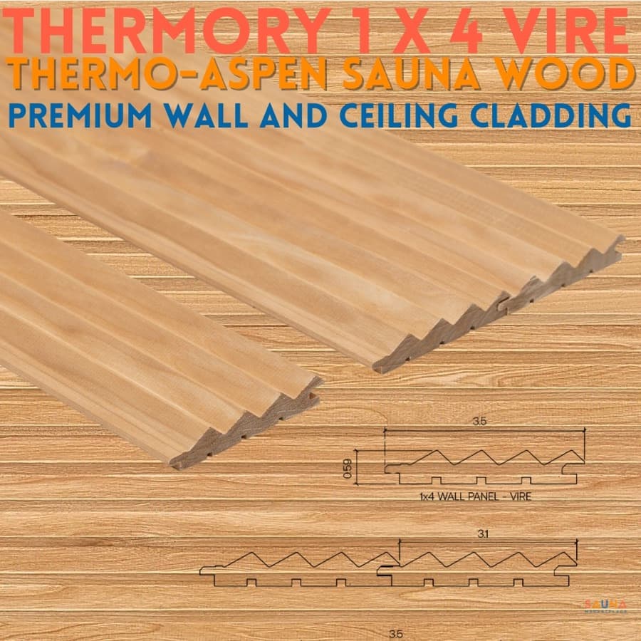 Thermory Thermo-Aspen 1x4 VIRE Wall Cladding sauna wood