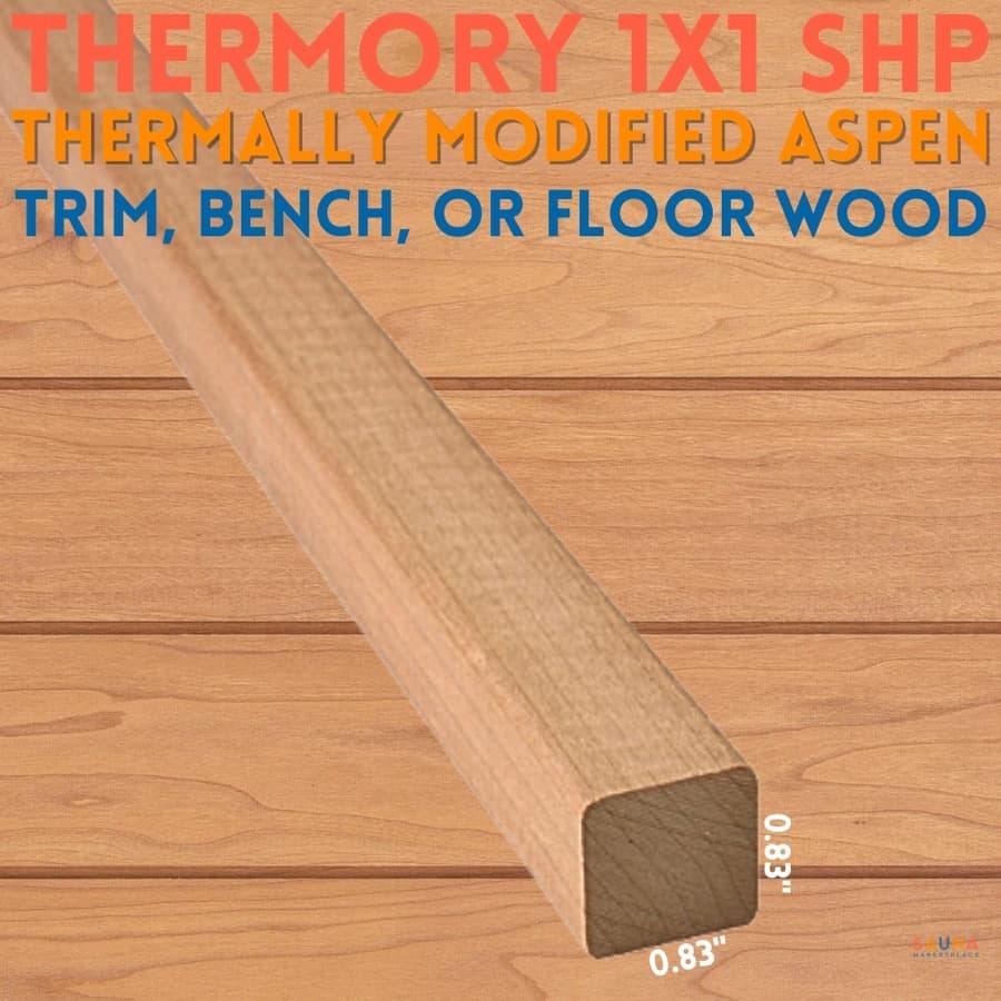 Thermory Thermo-Aspen Moulding 1×1 SHP Sauna Trim, Floor, and Bench Wood sauna wood