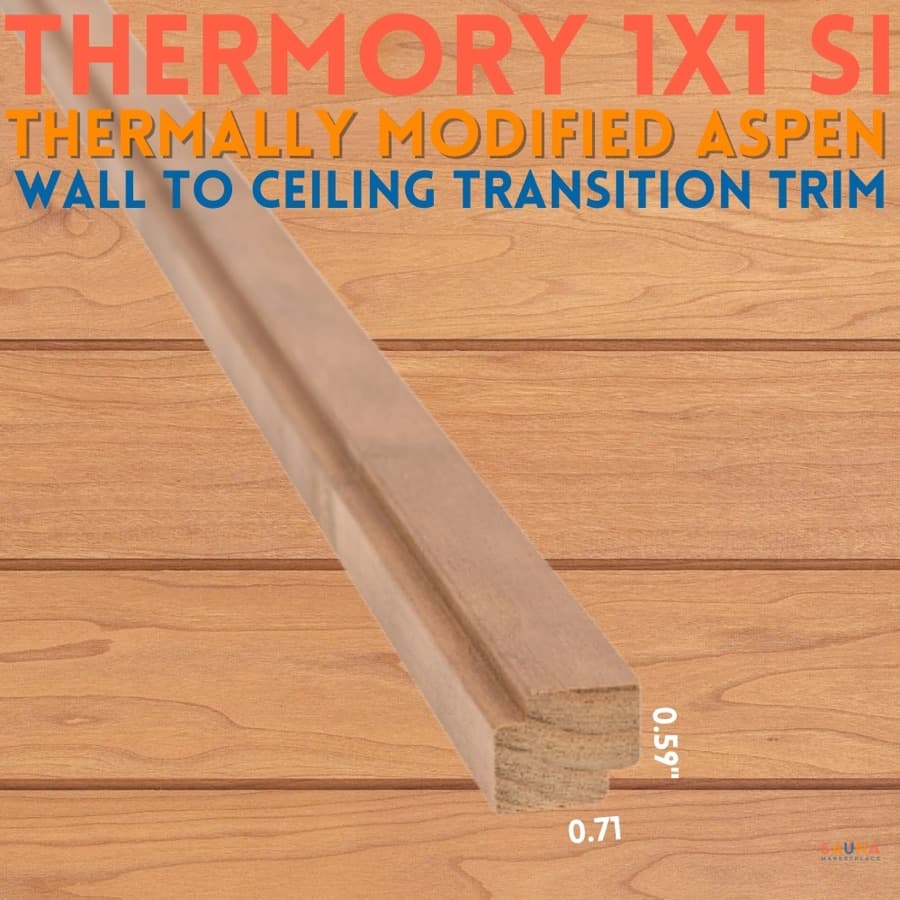 Thermory Thermo-Aspen Moulding 1×1 SI Sauna Ceiling Trim sauna wood