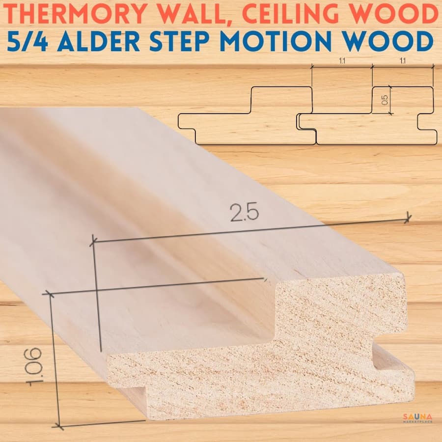 Thermory Alder 5/4×3 STEP Wall Cladding sauna wood
