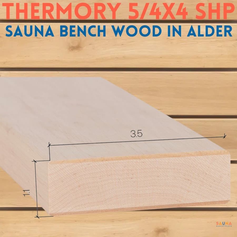 Thermory 5/4 x 4 SHP Alder Bench, Backrest, and Skirt Sauna Wood sauna wood