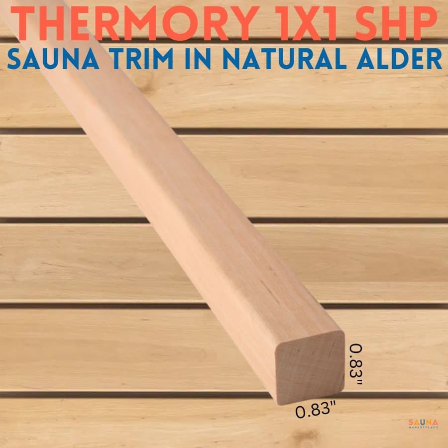 Thermory Alder Moulding 1×1 SHP Sauna Trim, Floor, and Bench Wood sauna wood