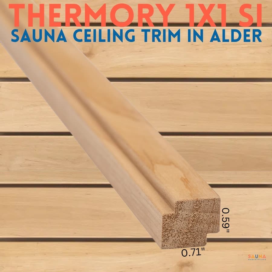 Thermory Alder Moulding 1×1 SI Sauna Ceiling Trim sauna wood