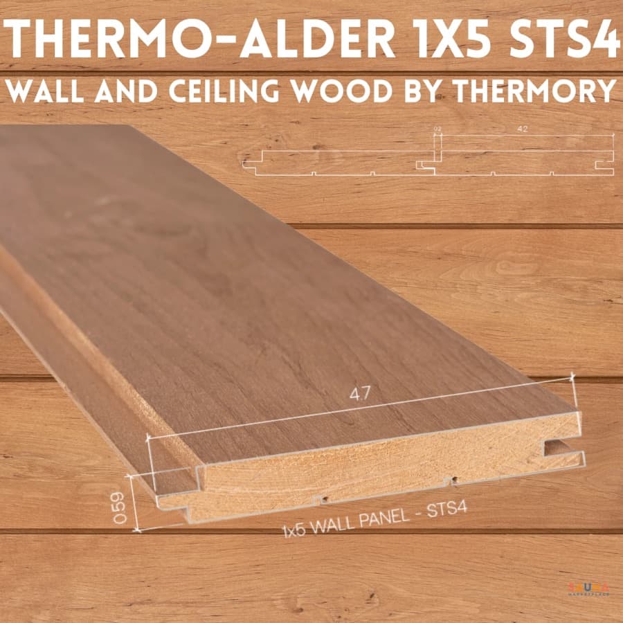 Thermory Thermo-Alder Wall Paneling 1×5 STS4 – Sauna Wall and Ceiling Wood sauna wood