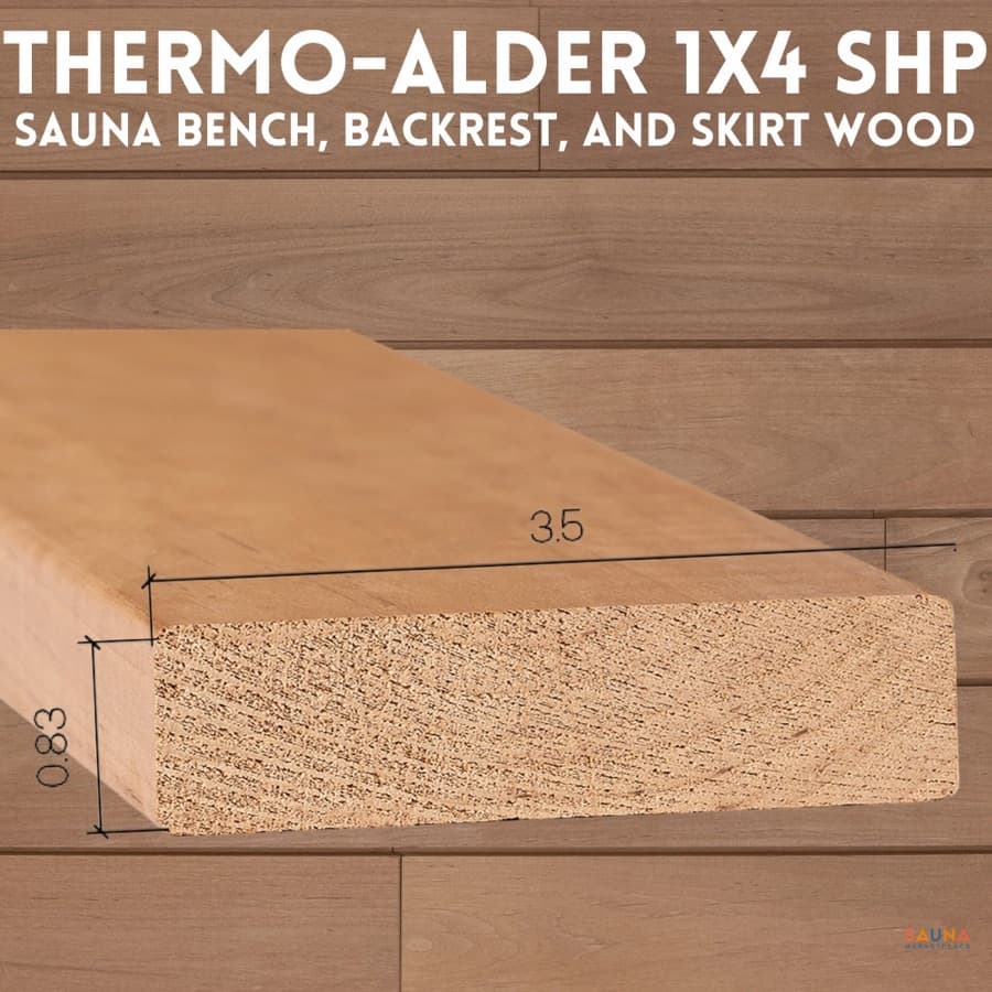 Thermory 1x4 SHP Thermo-Alder Bench, Backrest, and Skirt Sauna Wood sauna wood