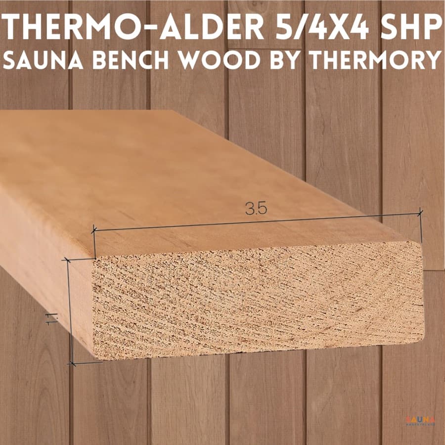 Thermory 5/4x4 SHP Thermo-Alder Bench, Backrest, and Skirt Sauna Wood sauna wood