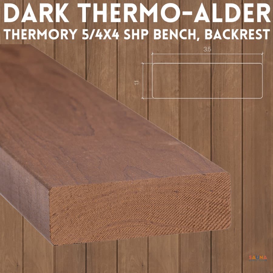 Thermory Dark Thermo-Alder 5/4x4 SHP Bench, Backrest, and Skirt Sauna Wood sauna wood