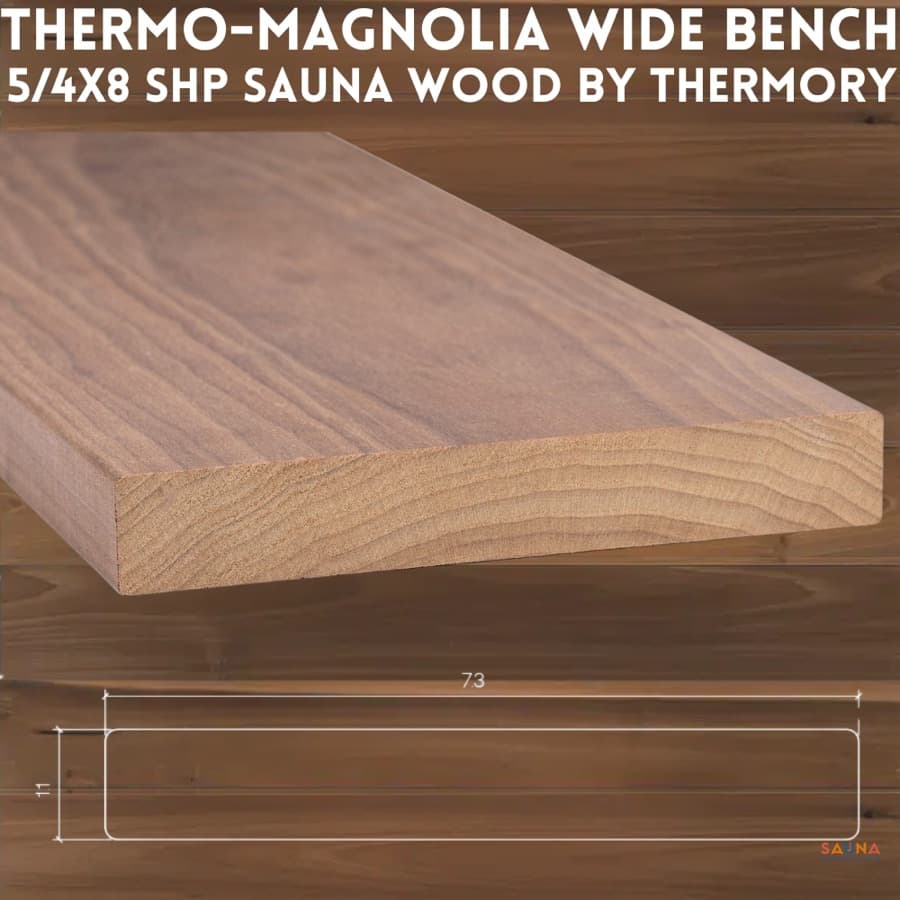 Thermory Thermo-Magnolia Wide Sauna Bench Board 5/4×8 SHP sauna wood