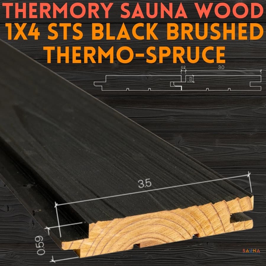 Thermory 1X4 Black Thermo-Spruce STS4 T&G Wall Cladding sauna wood