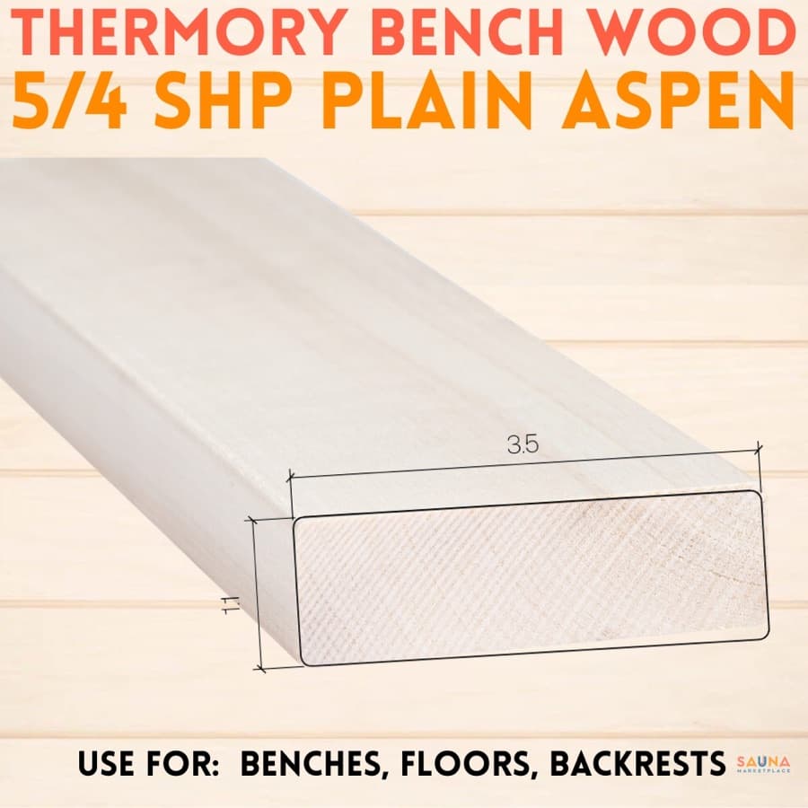 Thermory Aspen Sauna Bench Boards — SHP — 5/4×4 — Plain Aspen (Not Thermally Modified) sauna wood