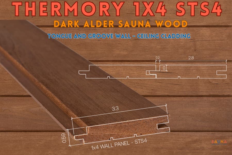 Thermory Dark Thermo-Alder Wall Paneling 1×4 STS4 sauna wood